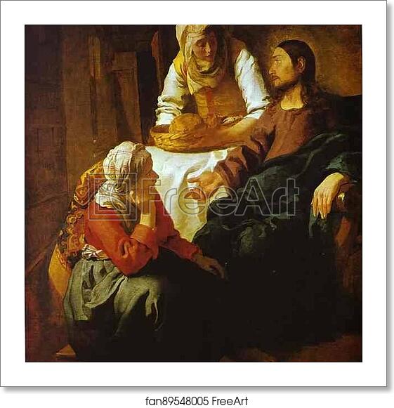 Free art print of Christ in the House of Mary and Martha by Jan Vermeer