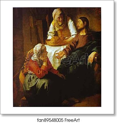 Free art print of Christ in the House of Mary and Martha by Jan Vermeer