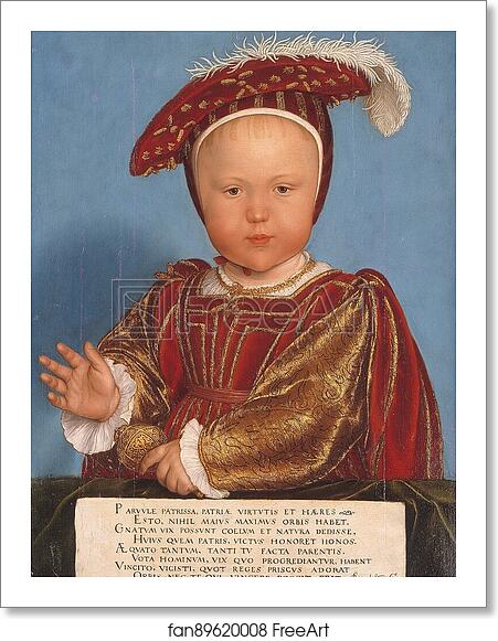 Free art print of Edward, Prince of Wales, later King Edward VI by Hans Holbein The Younger