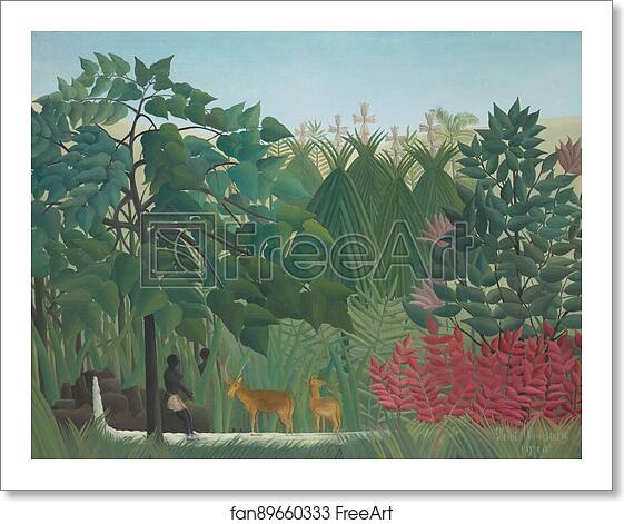 Free art print of The Waterfall by Henri Rousseau