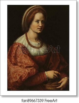 Free art print of Portrait of a Lady with a Spindle Basket by Jacopo Carrucci, Known As Pontormo