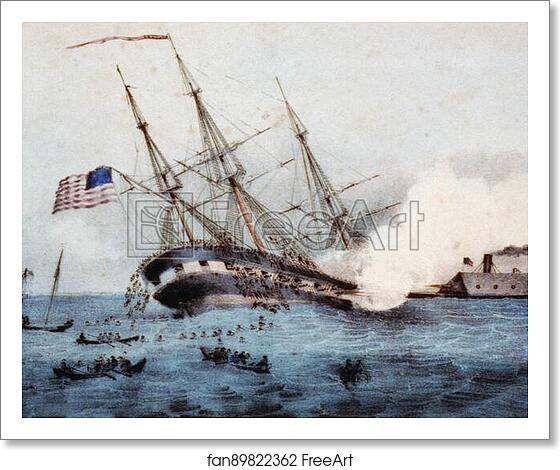 Free art print of The sinking of the "Cumberland" by the iron clad "Merrimac", off Newport News Va. March 8th 1862 by Currier & Ives Free art print of The sinking of the "Cumberland" by the iron clad "Merrimac", off Newport News Va. March 8th 1862 by Currier & Ives
