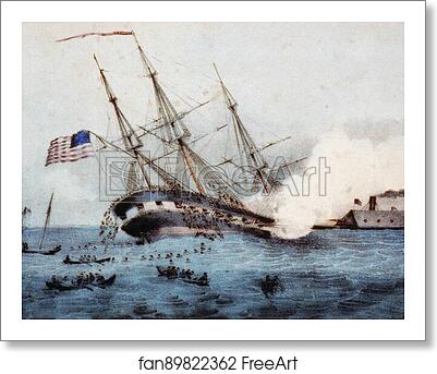Free art print of The sinking of the "Cumberland" by the iron clad "Merrimac", off Newport News Va. March 8th 1862 by Currier & Ives Free art print of The sinking of the "Cumberland" by the iron clad "Merrimac", off Newport News Va. March 8th 1862 by Currier & Ives