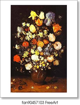 Free art print of Vase of Flowers with Irises by Jan Brueghel The Elder