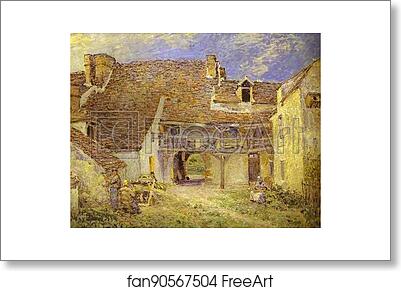 Free art print of Courtyard of Farm at St. Mammes by Alfred Sisley