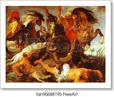 Free art print of Hippopotamus and Crocodile Hunt by Peter Paul Rubens