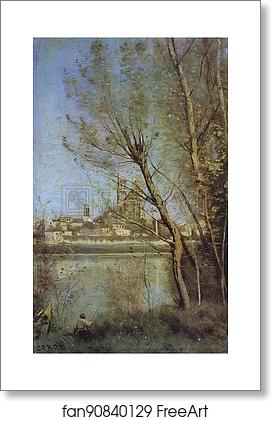 Free art print of The Cathedral of Mantes / La cathedrale de Mantes by Jean-Baptiste-Camille Corot