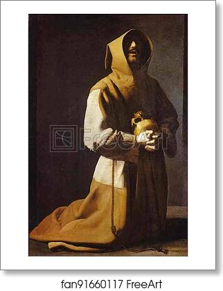 Free art print of St. Francis Kneeling by Francisco De Zurbarán