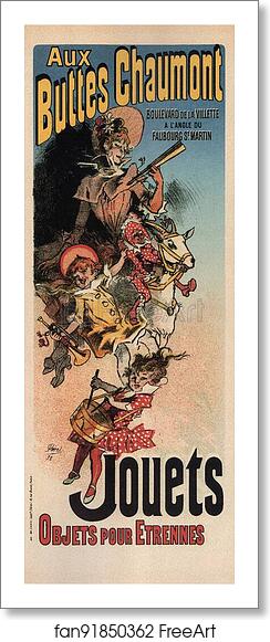 Free art print of Aux Buttes Chaumont Jouets Objets pour Étrennes 1888 by Jules Chéret