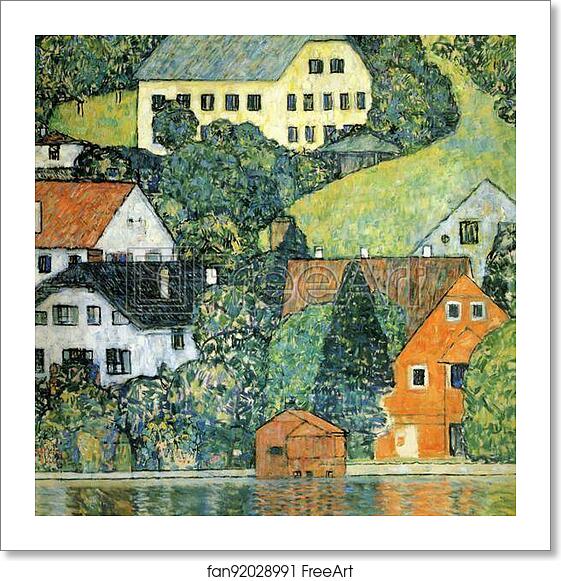 Free art print of Houses at Unterach on the Attersee by Gustav Klimt Free art print of Houses at Unterach on the Attersee by Gustav Klimt