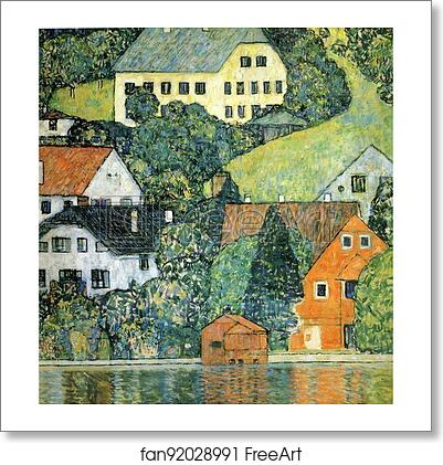 Free art print of Houses at Unterach on the Attersee by Gustav Klimt