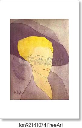 Free art print of Head of a Woman with a Hat by Amedeo Modigliani