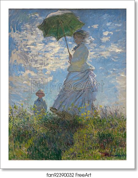 Free art print of Woman with a Parasol - Madame Monet and Her Son by Claude Monet