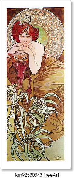 Free art print of Emerald by Alphonse Mucha Free art print of Emerald by Alphonse Mucha