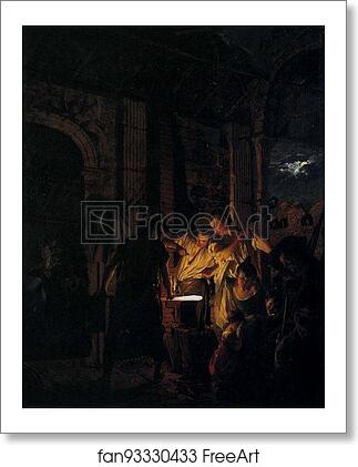 Free art print of A Blacksmith's Shop by Joseph Wright Of Derby