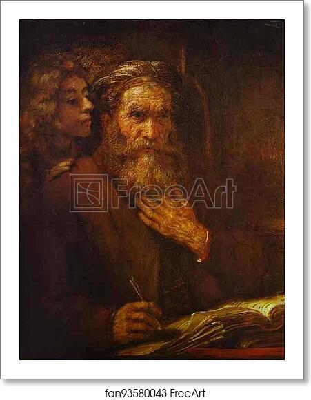 Free art print of St. Mathew and Angel by Rembrandt Harmenszoon Van Rijn