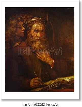 Free art print of St. Mathew and Angel by Rembrandt Harmenszoon Van Rijn