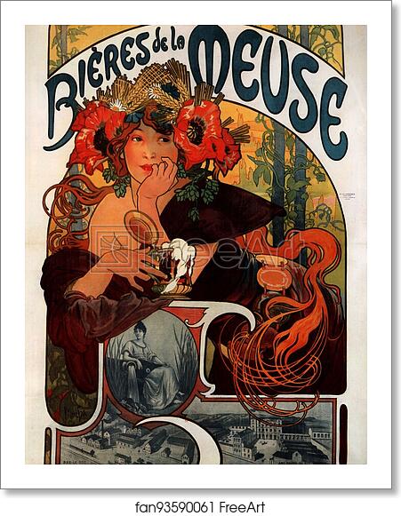 Free art print of Bieres De La Meuse by Alphonse Mucha Free art print of Bieres De La Meuse by Alphonse Mucha