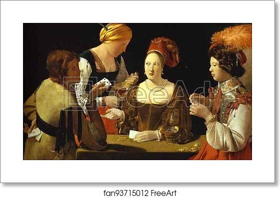 Free art print of The Card-Sharp with the Ace of Diamonds by Georges De La Tour