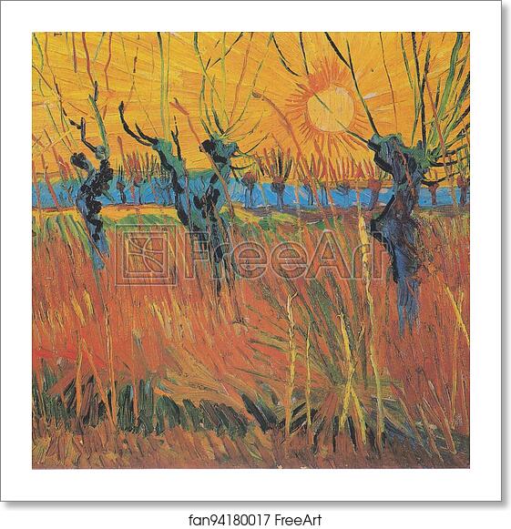 Free art print of Willows at Sunset by Vincent Van Gogh