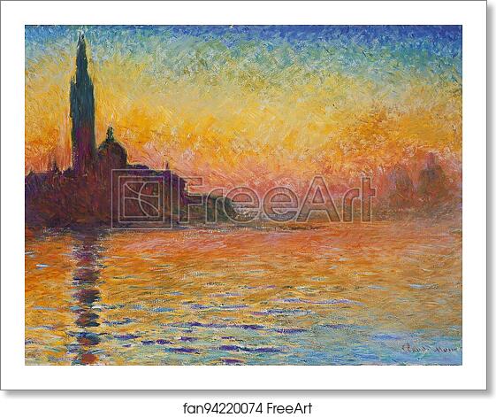 Free art print of San Giorgio Maggiore at Dusk - Sunset in Venice by Claude Monet Free art print of San Giorgio Maggiore at Dusk - Sunset in Venice by Claude Monet