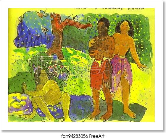 Free art print of The Messengers of Oro. Illustration for 'L'Ancien culte mahorie', leaf 24 by Paul Gauguin Free art print of The Messengers of Oro. Illustration for 'L'Ancien culte mahorie', leaf 24 by Paul Gauguin