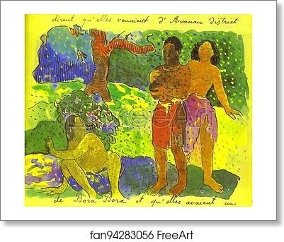 Free art print of The Messengers of Oro. Illustration for 'L'Ancien culte mahorie', leaf 24 by Paul Gauguin