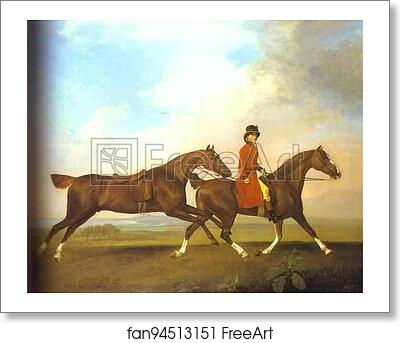 Free art print of William Anderson with Two Saddled Horses by George Stubbs