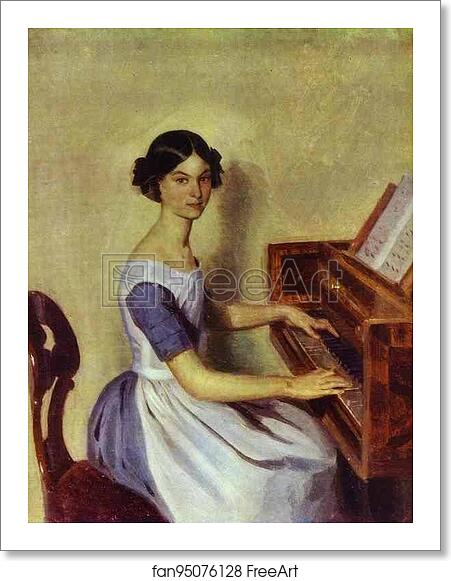 Free art print of Portrait of N. P. Zhdanovich at the Harpsichord by Pavel Fedotov