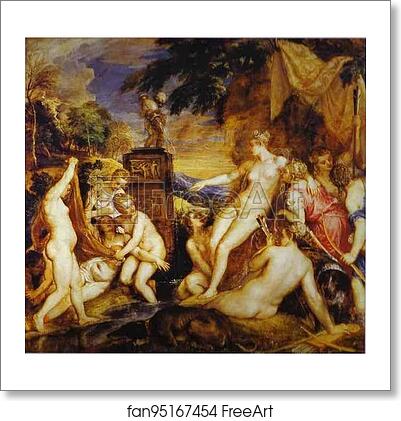 Free art print of Diana and Callisto by Titian