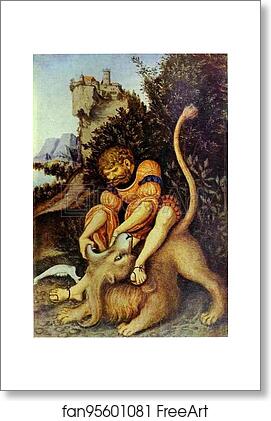 Free art print of Samson Vanquishing the Lion by Lucas Cranach The Elder