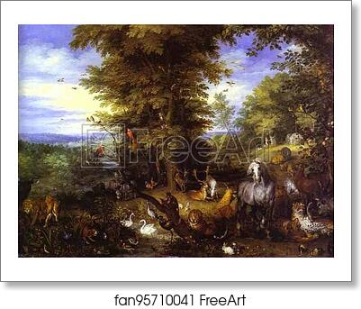 Free art print of Adam and Eve in the Garden of Eden by Jan Brueghel The Elder