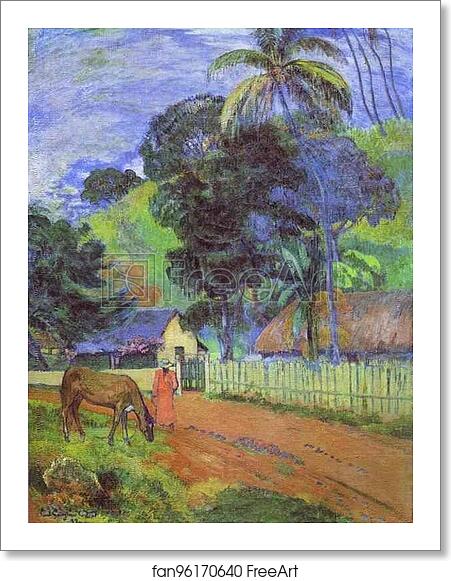 Free art print of Horse on Road. Tahitian Landscape by Paul Gauguin Free art print of Horse on Road. Tahitian Landscape by Paul Gauguin