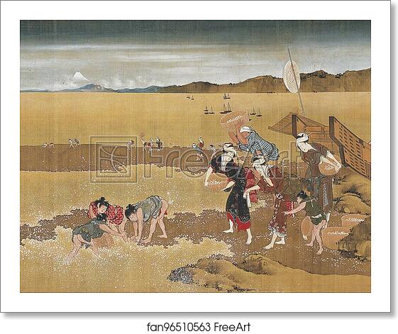 Free art print of Shell Gathering by Katsushika Hokusai Free art print of Shell Gathering by Katsushika Hokusai