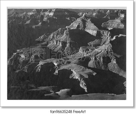 Free art print of Close in view, looking down toward peak formations, "Grand Canyon National Park," Arizona. Photographs of National Parks and Monuments, compiled 1941 - 1942, documenting the period ca. 1933 - 1942. by Ansel Adams (1902-1984) Free art print of Close in view, looking down toward peak formations, "Grand Canyon National Park," Arizona. Photographs of National Parks and Monuments, compiled 1941 - 1942, documenting the period ca. 1933 - 1942. by Ansel Adams (1902-1984)