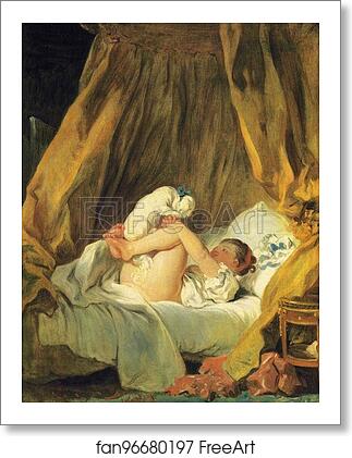 Free art print of Girl Making a Dog Dance on Her Bed by Jean-Honoré Fragonard