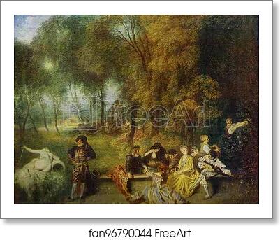 Free art print of A Garden Party by Jean-Antoine Watteau