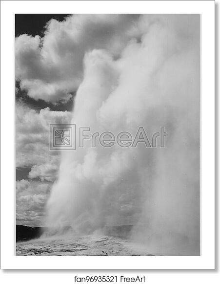 Free art print of Old Faithful, Yellowstone National Park, Wyoming. (Vertical orientation). Photographs of National Parks and Monuments, compiled 1941 - 1942, documenting the period ca. 1933 - 1942. by Ansel Adams (1902-1984) Free art print of Old Faithful, Yellowstone National Park, Wyoming. (Vertical orientation). Photographs of National Parks and Monuments, compiled 1941 - 1942, documenting the period ca. 1933 - 1942. by Ansel Adams (1902-1984)