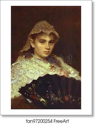 Free art print of Portrait of O. Rophtopulo (Girl with a Fan) by Ivan Kramskoy