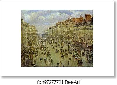 Free art print of Boulevard Montmartre on a Sunny Afternoon by Camille Pissarro