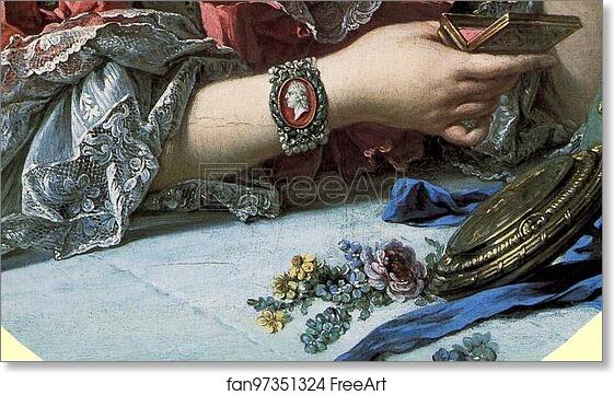 Free art print of Madame de Pompadour at her Dressing Table. Detail by François Boucher