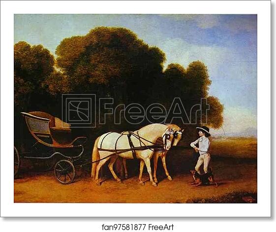Free art print of Park Phaeton with a Pair of Cream Pontes in Charge of a Stable Lad with a Dog by George Stubbs Free art print of Park Phaeton with a Pair of Cream Pontes in Charge of a Stable Lad with a Dog by George Stubbs