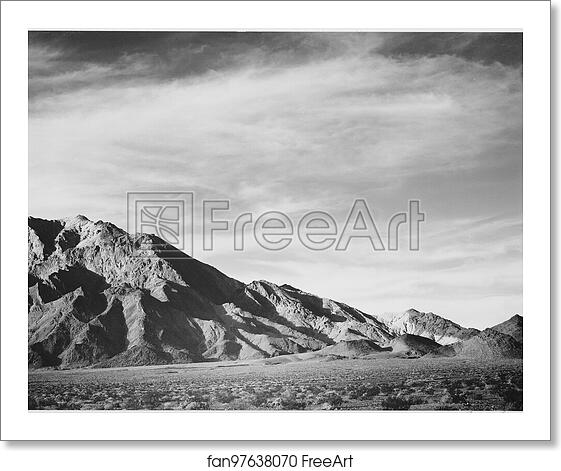 Free art print of View of mountains, "Near Death Valley," California. Photographs of National Parks and Monuments, compiled 1941 - 1942, documenting the period ca. 1933 - 1942. by Ansel Adams (1902-1984) Free art print of View of mountains, "Near Death Valley," California. Photographs of National Parks and Monuments, compiled 1941 - 1942, documenting the period ca. 1933 - 1942. by Ansel Adams (1902-1984)