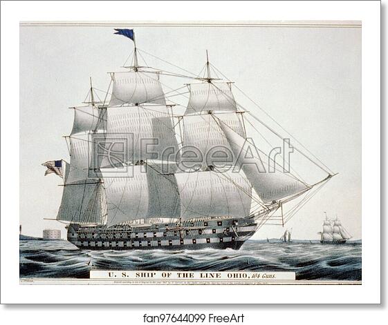 Free art print of U.S. ship of the line Ohio: 104 guns. by Currier & Ives Free art print of U.S. ship of the line Ohio: 104 guns. by Currier & Ives