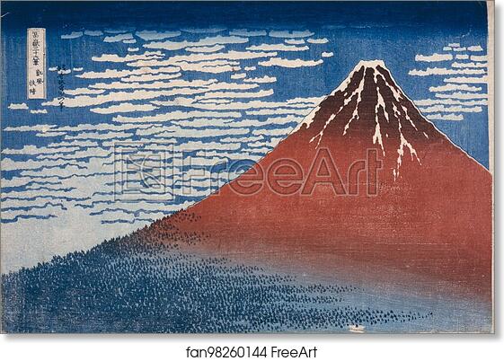 Free art print of Red Fuji, also known as Fine Wind, Clear Weather (Gaifū kaisei). by Katsushika Hokusai