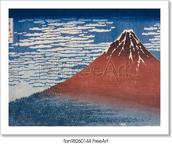Free art print of Red Fuji, also known as Fine Wind, Clear Weather (Gaifū kaisei). by Katsushika Hokusai