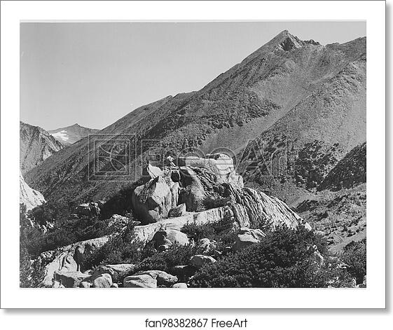 Free art print of Peak near Rac Lake, Kings River Canyon (Proposed as a national park), California, 1936. Photographs of National Parks and Monuments, compiled 1941 - 1942, documenting the period ca. 1933 - 1942. by Ansel Adams (1902-1984) Free art print of Peak near Rac Lake, Kings River Canyon (Proposed as a national park), California, 1936. Photographs of National Parks and Monuments, compiled 1941 - 1942, documenting the period ca. 1933 - 1942. by Ansel Adams (1902-1984)