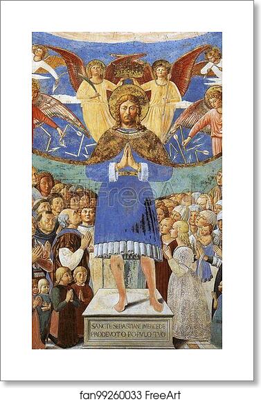 Free art print of St. Sebastian Intercessor. Detail by Benozzo Gozzoli
