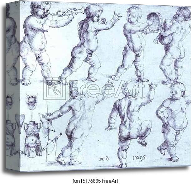 Canvas print of Putti Dancing and Making Music by Albrecht Dürer Canvas print of Putti Dancing and Making Music by Albrecht Dürer